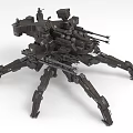 Military Mechanical Spider Robot With Armored Structure And Multiple Weapons 3d model