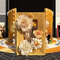 Interactive Zone BAOZHOU TIANDI 2025 Circular Yellow Toned Design With Decorative Lights Floral Display Stand