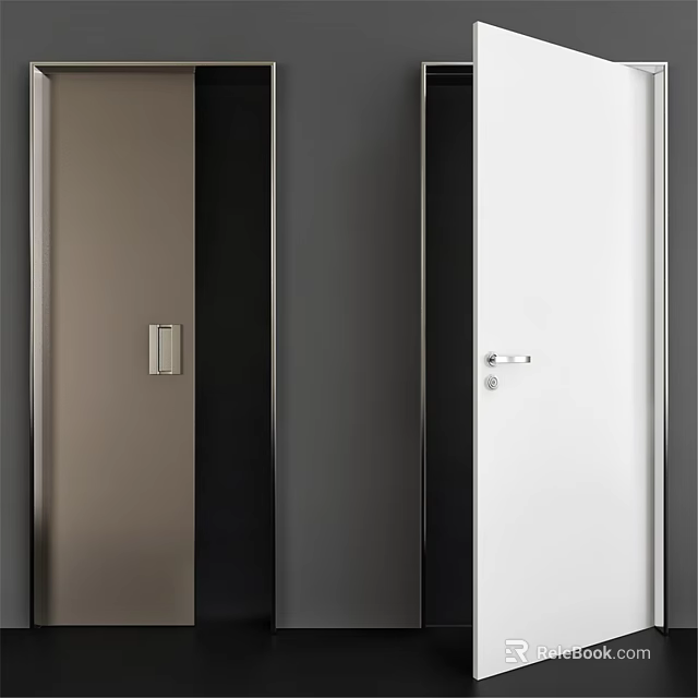 Modern Swing Door Design With Sleek Handles In White Black And Brown Colors 3d model 