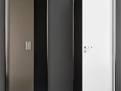 Modern Swing Door Design With Sleek Handles In White Black And Brown Colors 3d model