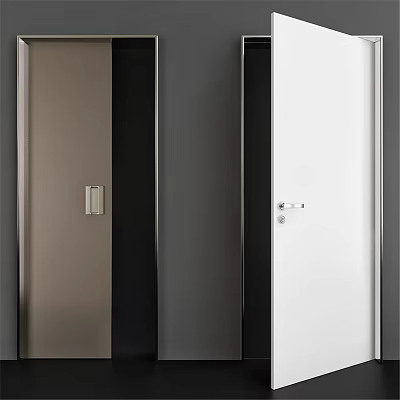 Modern Swing Door Design With Sleek Handles In White Black And Brown Colors 3d model