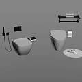 Modern Wall Mounted Toilets In Sleek Bathroom Interior With Towel Rack And Accessories