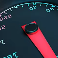 Two Vehicle Dashboard Gauges With Red Pointers Blue Backlight And Black Bezels 3d model