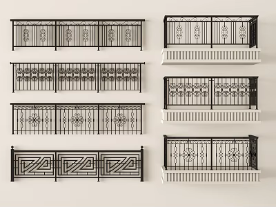 Variety Of Ornate Metal Fence Designs For Balconies 3d model