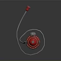 Industrial Equipment Red Fire Hydrant With Silver Chain And Metal Base