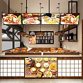 Chinese Braised Food Restaurant Interior With Tables Chairs And Braised Dishes Posters