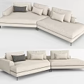 Modern Beige L Shaped Sectional Sofa With Multiple Soft Cushions And Comfortable Design 3d model