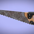 Hand Saw With Metal Serrated Blade And Wooden Black Handle