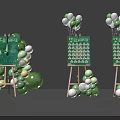 Graduation Event Decor With Green And White Inflatable Balloons And Display Boards