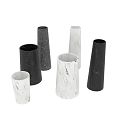 Black And White Marble Vases With Modern Design And Various Decorative Shapes