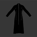 Modern Black Long Sleeve Coat With Zipper And Metal Studs Design