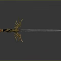 Decorative Sword With Golden Wing Shaped Hilt Red Gemstone And Blue Blade