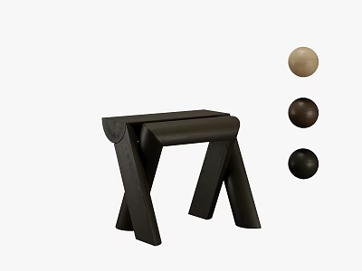 Minimalist Black Stool Design With Three Beige Dark Brown And Black Balls 3d model