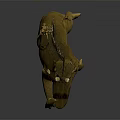 Realistic Yellow Prehistoric Creature With Spiked Back Standing