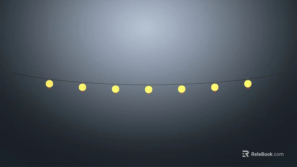 Decorative String Lights With Yellow Round Bulbs For Warm Glowing Decoration 3d model