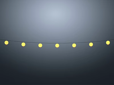 Decorative String Lights With Yellow Round Bulbs For Warm Glowing Decoration 3d model