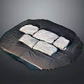 Five Gray Natural Stone Pieces Neatly Arranged On Dark Wooden Tray