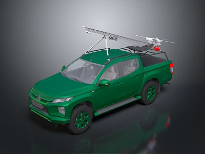 Green Pickup Truck with Roof Rack for Cargo Loading and Modern Utility Features 3d model