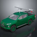 Green Pickup Truck with Roof Rack for Cargo Loading and Modern Utility Features