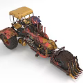 Vintage Tractor With Yellow Canopy Red Body And Front Grapple Tool 3d model