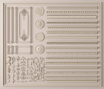 Modern French Gypsum Line French Gypsum Line Simple European Carved Simple European Pillar Lamp Plate Gypsum Component 3d model
