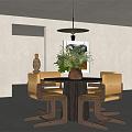 Modern table and chair combination plant 3d model