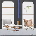 Stylish Lounge Chairs With Beige Striped Design Brass Base And Brown Wooden Frame In Modern Interior