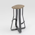Modern Bar Stool With Light Brown Wooden Seat And Black Metal Frame