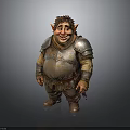 3D Rendered Fantasy Dwarf Character Smiling Wearing Leather Armor And Holding Dagger