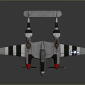Vintage Military Aircraft Weapon with Twin Propellers Black and White Stripes and Star Insignia