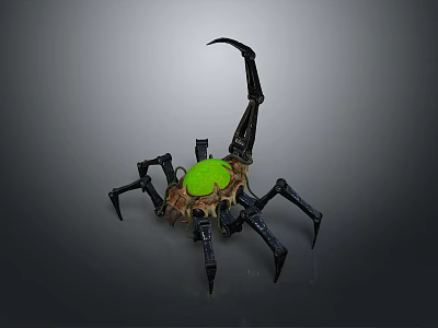 Scorpion With Black Mechanical Legs Green Glowing Body Part And Curved Stinger 3d model