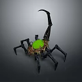 Scorpion With Black Mechanical Legs Green Glowing Body Part And Curved Stinger