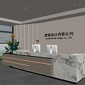 Modern Front Desk Reception With Marble Countertop In Architecture Design Company Office