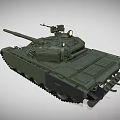 Green 3D Rendered Military Tank With Cannon Turret And Tracks