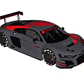 Gray And Red Audi R8 Modified Race Car With Rear Spoiler And Body Design