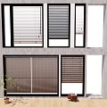 Different Styles Window Blinds With Gray Wall Wooden Floor And Small Potted Plant