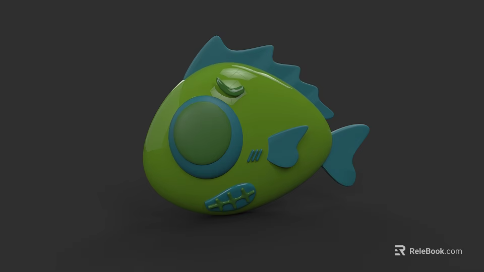 Green And Blue Fish Shaped Aquatic Animal Toy With Buttons And Decorative Design 3d model 