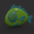 Green And Blue Fish Shaped Aquatic Animal Toy With Buttons And Decorative Design