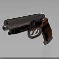 Tactical Pistol Featuring Wooden Grip Metal Barrel And Modern Design Details