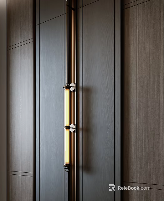 Sleek Modern Brass Wall Light With Warm Glow For Interior Design 3d model 
