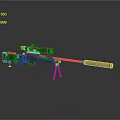 High Precision Sniper Rifle With Optical Scope Tripod Stand And Metallic Long Barrel 3d model