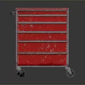 Sturdy Red Vintage Tool Cabinet With Multiple Drawers And Rolling Wheels