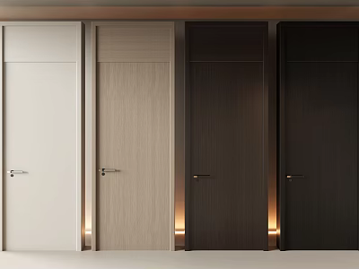 Modern Hinged Doors In White Light Wood Dark Brown And Black For Interior Design 3d model