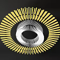 Modern Yellow And White Chandelier With Circular Radial Design For Interior Decoration