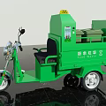 Green Electric Tricycle For Kitchen Waste Collection With Storage Bins