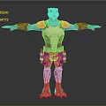 Lizard Like Humanoid 3D Model With Armor Mechanical Details And Outstretched Arms