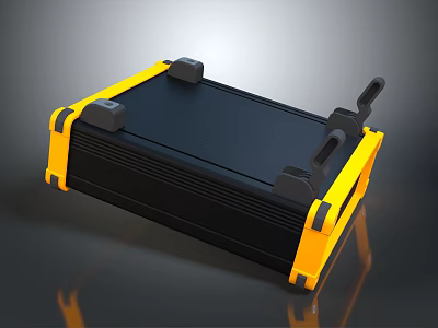 Black and Yellow Hard Shell Equipment Case With Reinforced Frames and Ergonomic Handles 3d model