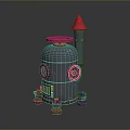 Industrial Equipment With Gray Metallic Body Red Top Cover Valve Vertical Pipe And Support Legs