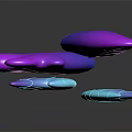 Abstract Purple and Blue Gradient Plant with Leafy Structure and Reflective Base