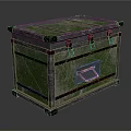 Vintage Green Mesh Texture Trunk With Metal Frame And Decorative Lock Handle